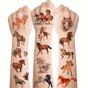 8 Sheets Temporary Horse Tattoos Stickers Birthday Themed Party Supplies Decorated with Tattoo Gifts