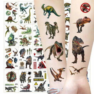 6pcs/set Dinosaur Temporary Tattoo Stickers For Kids Waterproof Animal Cartoon Fake Tattoo for Children Women Men Body Decor