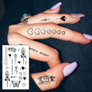 1/5/12PCS Waterproof Temporary Tattoo Sticker Rose Flame Thorns Love Butterfly fake tatto flash tatoo finger for girl women men