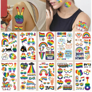 10Pcs/set Colorful Rainbow Funny Lgbt Gay Pride Temporary Tattoo Stickers Funny Waterproof Tattoo For Party Toys Gift