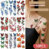 10Pcs/set Colorful Flowers Temporary Tattoo Sticker Waterproof Rose Maple Leaf Art Tattoo Sticker Decoration Party Gift