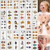 30Pcs/lot Kids Cartoon Halloween Tattoo Sticker Funny Scar Horror Decoration Creative Face Art Holiday Fake Tattoo Stickers Set