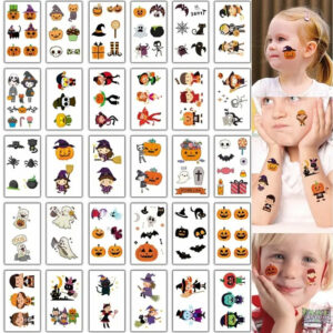 30Pcs/lot Kids Cartoon Halloween Tattoo Sticker Funny Scar Horror Decoration Creative Face Art Holiday Fake Tattoo Stickers Set