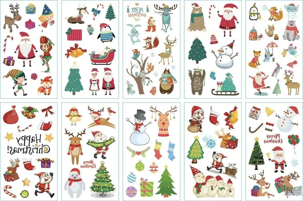 10pcs/lot New Halloween tattoo set face temporary tattoo sticker body tatoo for kids Cartoon Christmas tattoo children tattoos - Image 9