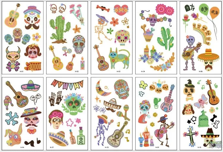 10pcs/lot New Halloween tattoo set face temporary tattoo sticker body tatoo for kids Cartoon Christmas tattoo children tattoos - Image 11