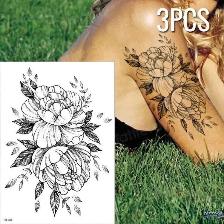 3pcs/lot fake tattoos stickers flowers temporary tattoos - Image 5