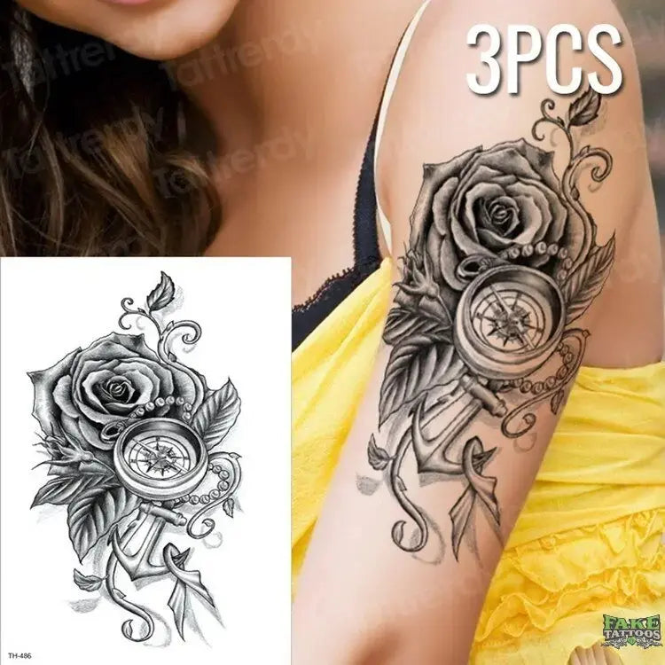 3pcs/lot fake tattoos stickers flowers temporary tattoos - Image 6