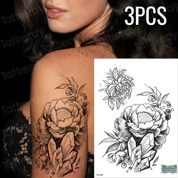 3pcs/lot fake tattoos stickers flowers temporary tattoos - Image 8