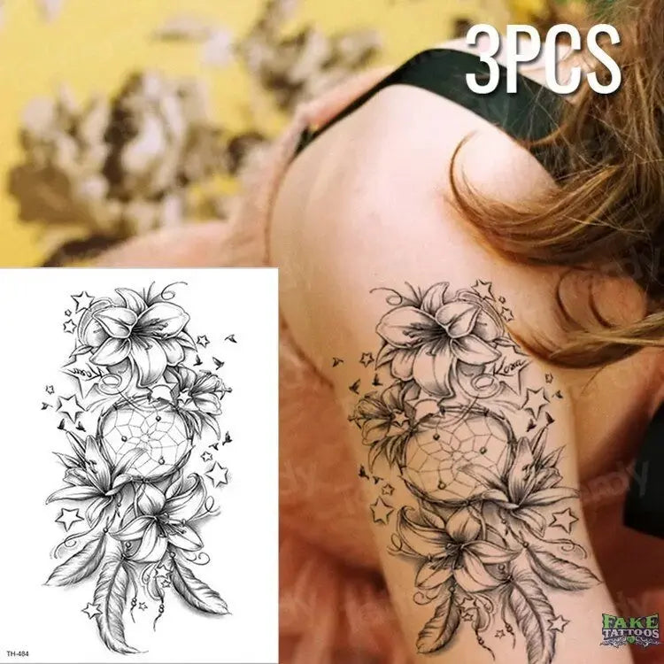 3pcs/lot fake tattoos stickers flowers temporary tattoos - Image 9