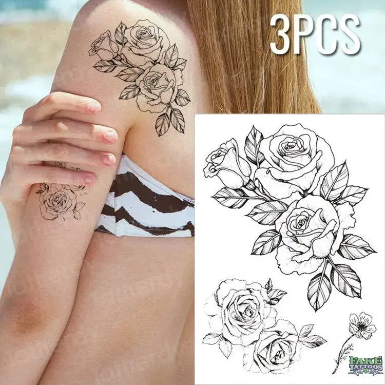 3pcs/lot fake tattoos stickers flowers temporary tattoos - Image 10