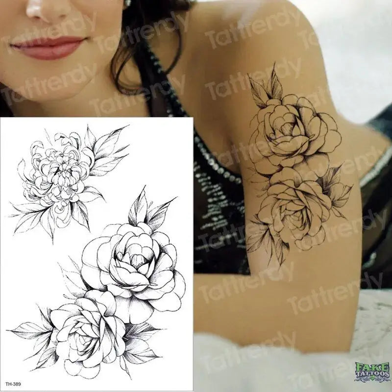 3pcs/lot fake tattoos stickers flowers temporary tattoos - Image 14