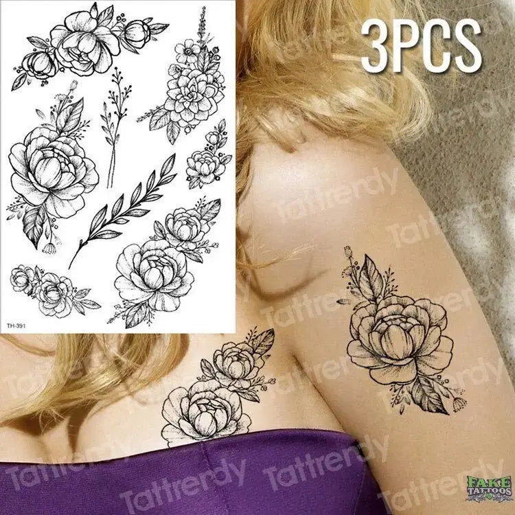 3pcs/lot fake tattoos stickers flowers temporary tattoos - Image 15