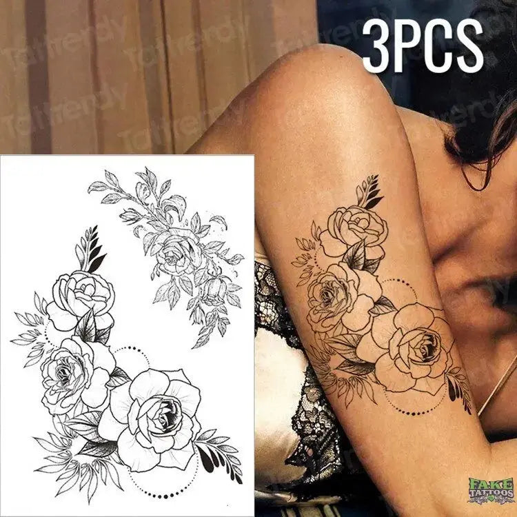 3pcs/lot fake tattoos stickers flowers temporary tattoos - Image 16