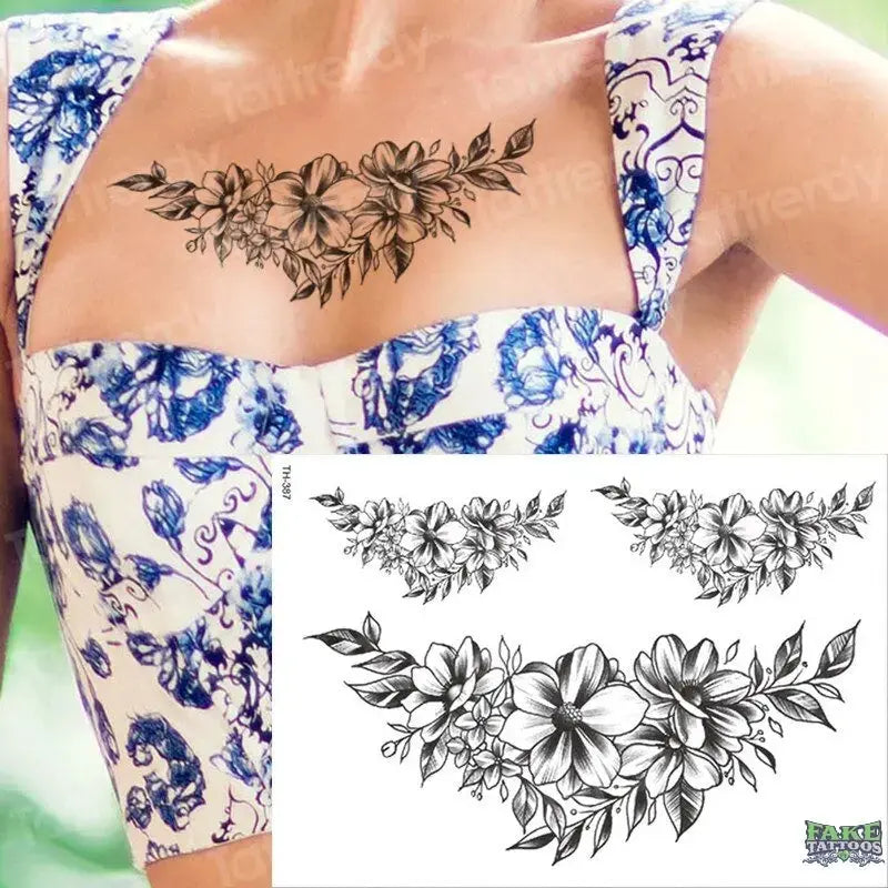 3pcs/lot fake tattoos stickers flowers temporary tattoos - Image 17