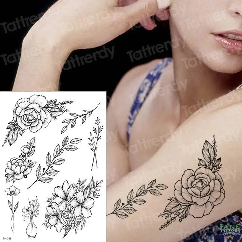 3pcs/lot fake tattoos stickers flowers temporary tattoos - Image 18