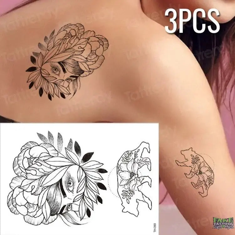 3pcs/lot fake tattoos stickers flowers temporary tattoos - Image 19