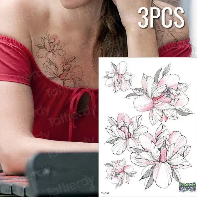 3pcs/lot fake tattoos stickers flowers temporary tattoos - Image 21