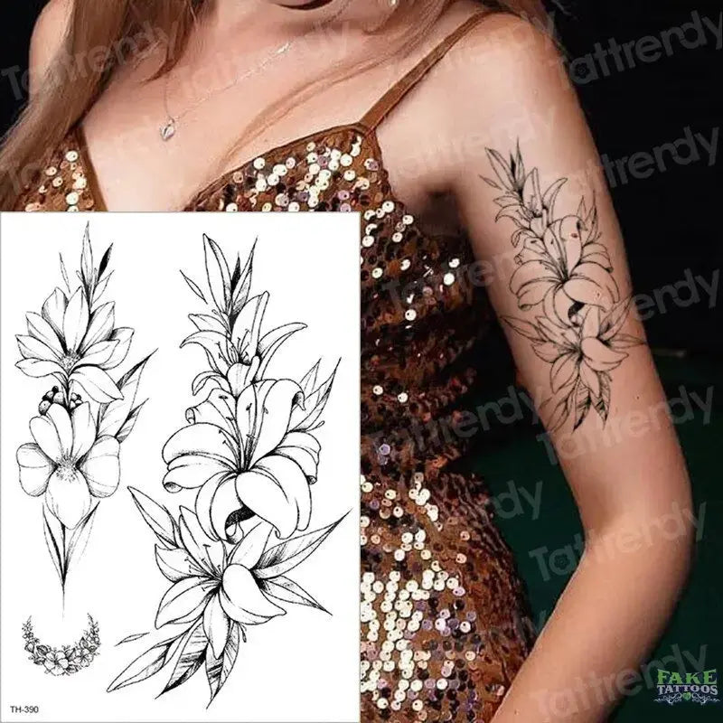 3pcs/lot fake tattoos stickers flowers temporary tattoos - Image 23