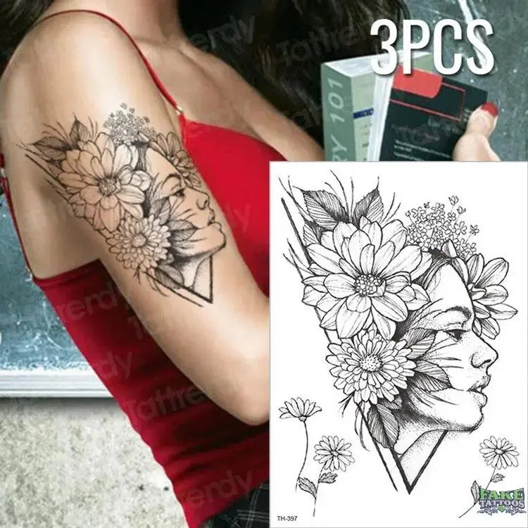 3pcs/lot fake tattoos stickers flowers temporary tattoos - Image 25