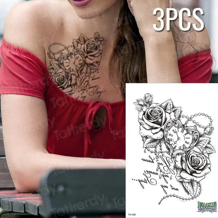 3pcs/lot fake tattoos stickers flowers temporary tattoos - Image 26