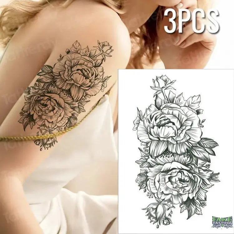 3pcs/lot fake tattoos stickers flowers temporary tattoos - Image 27