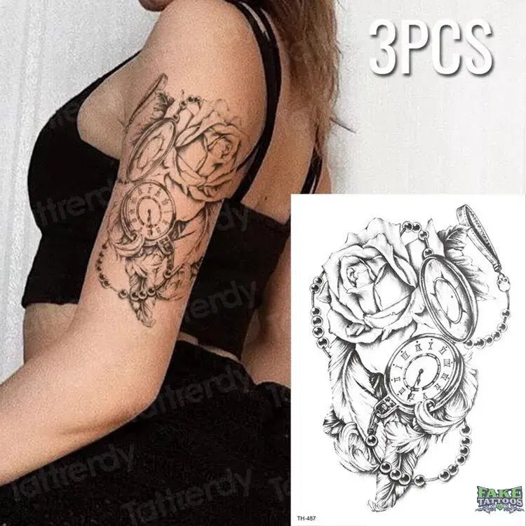 3pcs/lot fake tattoos stickers flowers temporary tattoos - Image 29