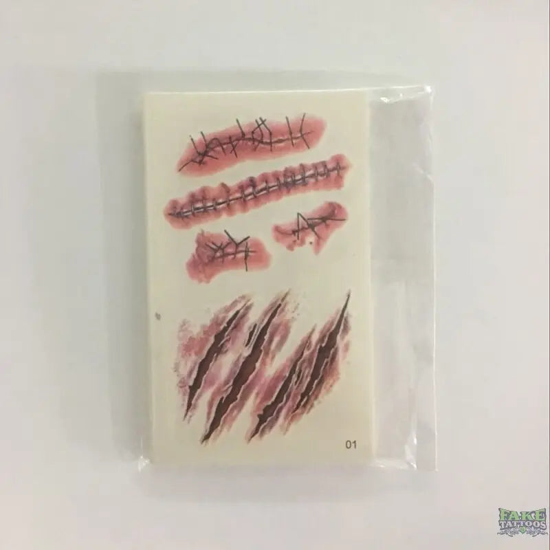 30pcs/lot halloween face tattoo sticker zombie scars tattoos with fake scab blood temporary tattoos stars transfer tatoo sets - Image 7