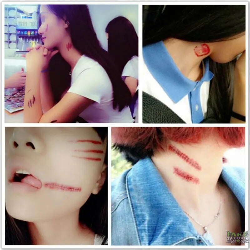 30pcs/lot halloween face tattoo sticker zombie scars tattoos with fake scab blood temporary tattoos stars transfer tatoo sets - Image 8