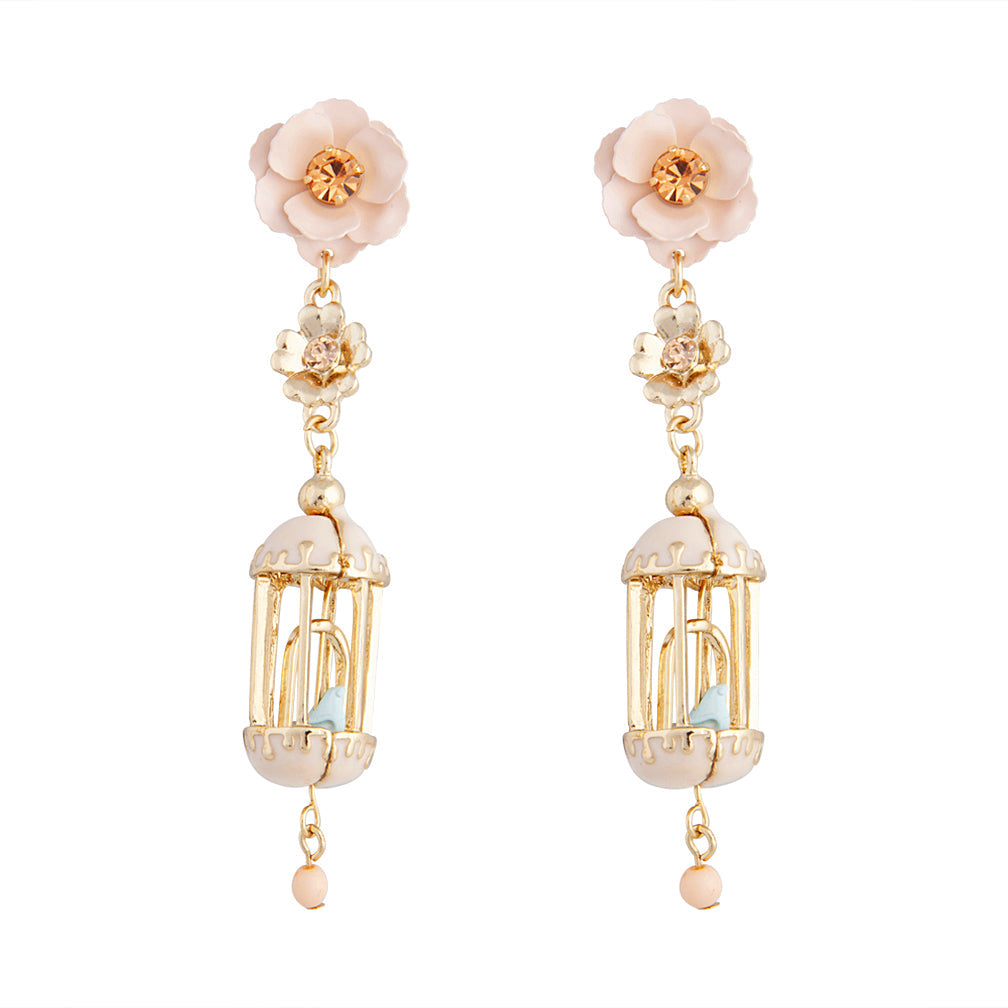 & Pastel Flower Birdcage Earrings