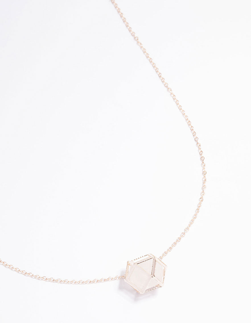 Rose Clear Quartz Shard Cage Necklace