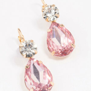 Pink Pear Crystal Earrings