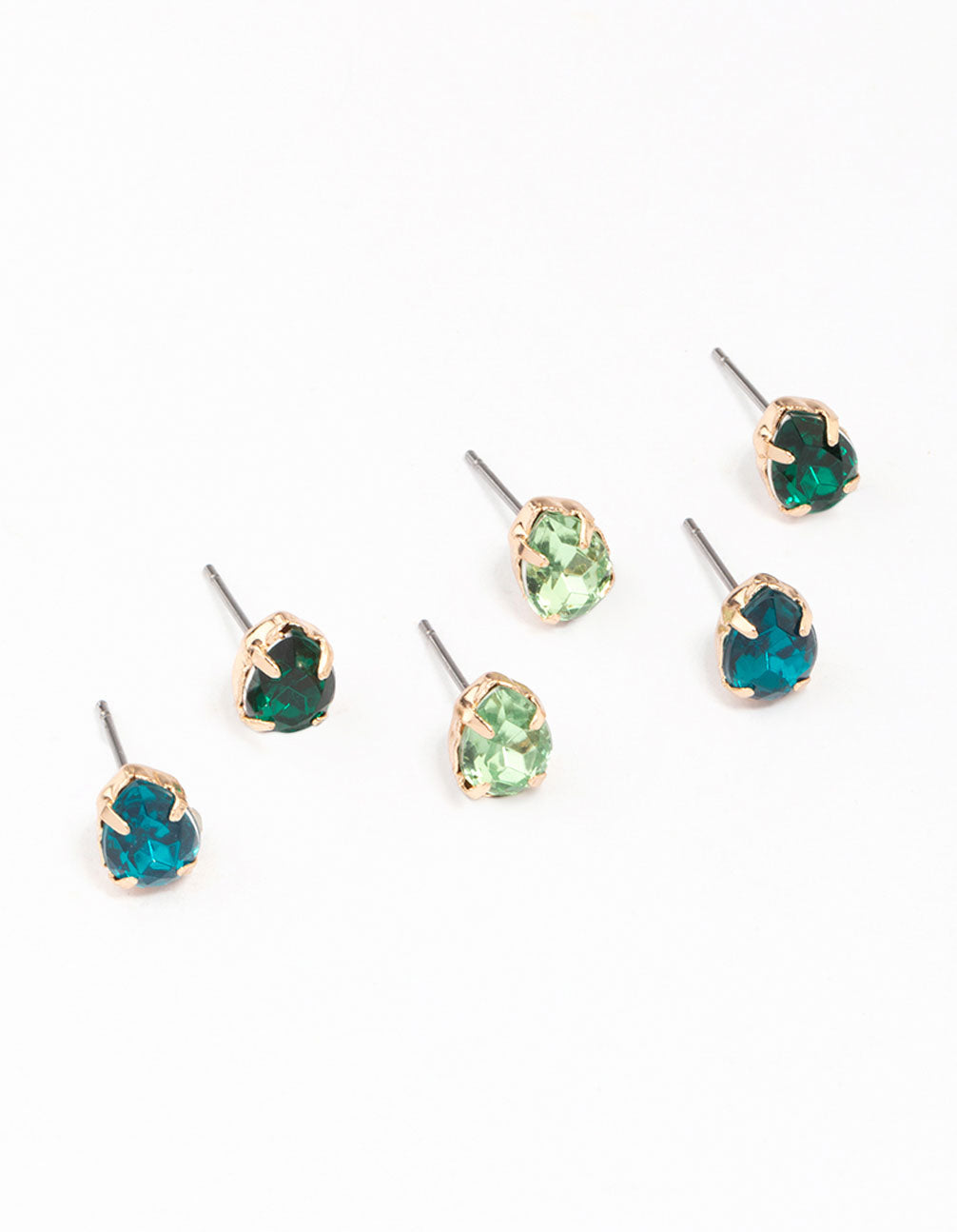 & Green Pear Stud Earring 3-Pack