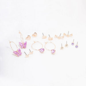 Rose Heart & Butterfly Earring 8-Pack