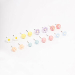Round Flower Earring 8-Pack