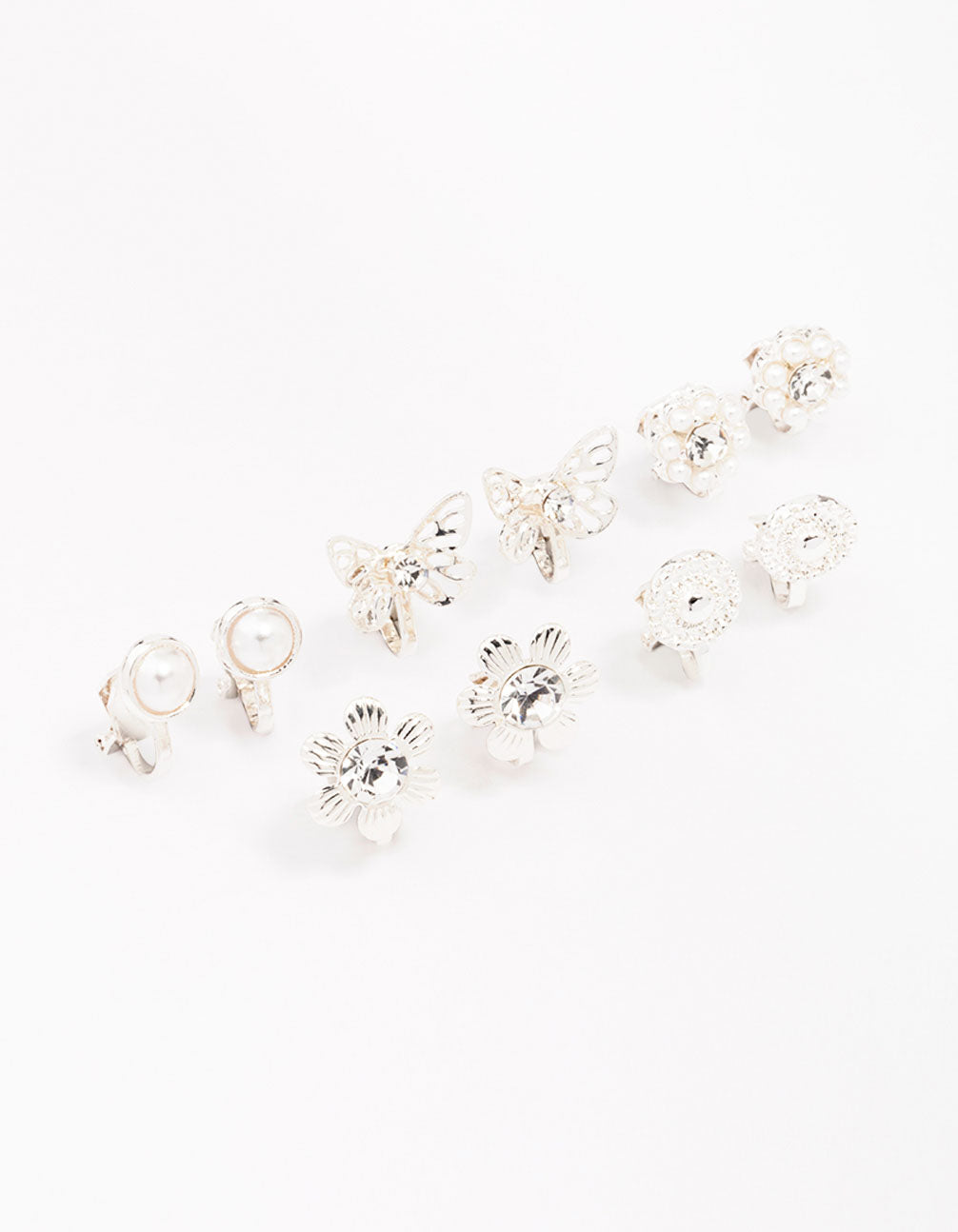 Butterfly & Flower Clip On Earring 5-Pack